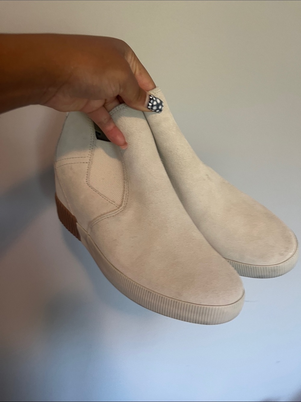 Women's Slip-On Wedge Sneakers in Light Beige